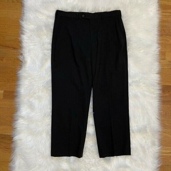 The Outfitters Lands' End Men's Pants Size 34 Traditional Fit Black Wool Blend - Picture 1 of 7